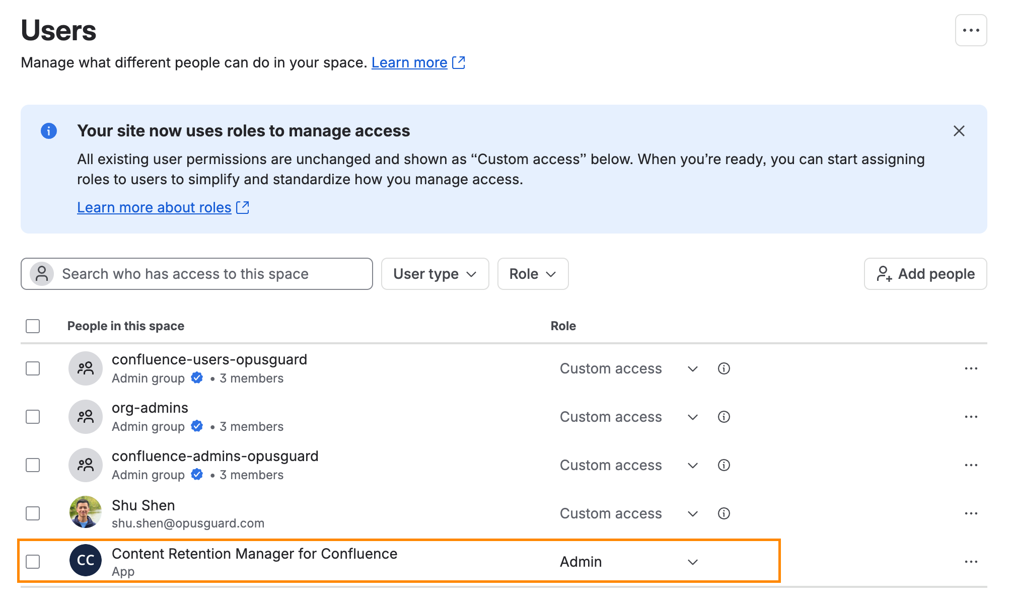 Space permissions